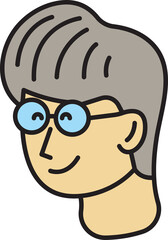 Person with Glasses and Gray Hair Icon
