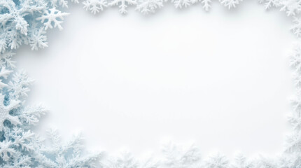 Frozen Winter Border With Snowflake Motif And Frosted Texture.