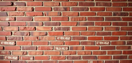 Obraz premium Rough textured brick wall, varying shades of red and brown, industrial, grunge