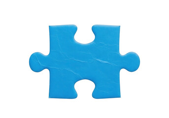 Fototapeta premium Single isolated bright blue jigsaw puzzle piece, textured surface, representing concepts of problem solving, connection, and completeness