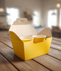 Yellow Carry Box with Two Custard Cups