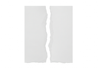 White paper torn vertically with rough, jagged edges creating a blank negative space for graphic design and conceptual uses.