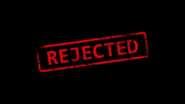 Rejected rubber stamp with pass text that is isolated with a black background 4k animated