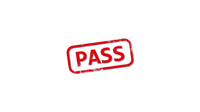 Pass rubber stamp with pass text that is isolated with a white background 4k animated