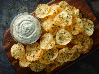 Herb Potato Chips with Dip