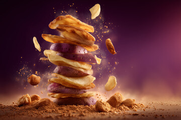Falling Potato Slices with Crumbs