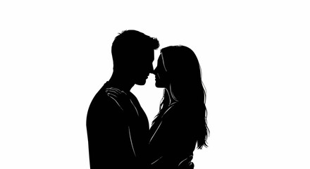 Silhouette of a couple embracing with love and tenderness.