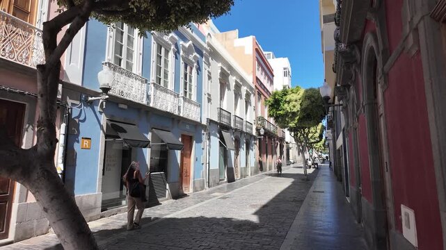 Lady Walking through Vegueta the old town of Las Palmas de Gran_Canaria 