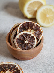 Dehydrated Dry Lemon Slices in a Bowl
