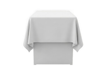 White cloth draped over a rectangular pedestal or box, clean design isolated on transparent background