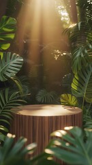 Obraz premium Tropical jungle Christmas scene with palm trees and holiday decorations