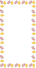 Christmas Holiday Border Frame with Gold Elongated Ornaments and Red Berry Branches Festive Design for Winter Celebration Background