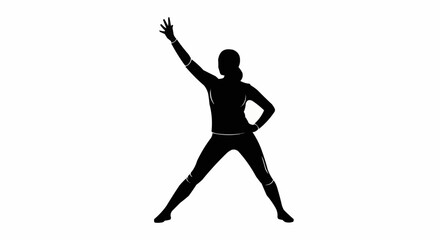 Silhouette of a Woman Dancing with One Arm Raised.