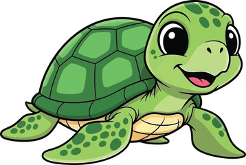 Cute cartoon baby sea turtle