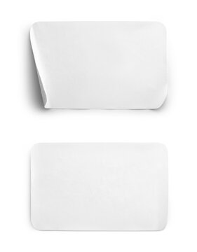 White rectangle sticker isolated on white background with clipping path