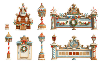 Obraz premium Festive Cookie Town Relics with Ornamental Sculpted Decorations and Transparent Background