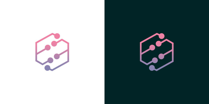 Abstract network hexagon connection technology data information digital futuristic logo design