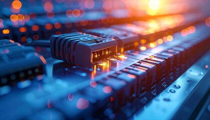 Digital Network Connectivity: An abstract display of server room and cloud technology, featuring advanced server hardware. Evoking the digital world of innovation and information.