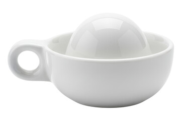 Classic white ceramic lemon squeezer for extracting fresh citrus juice isolated on a transparent background