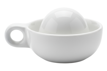 Classic white ceramic lemon squeezer for extracting fresh citrus juice isolated on a transparent background