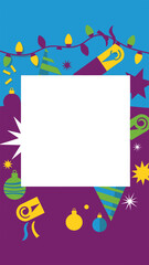 Vibrant Celebration Event Frame Template with Festive Elements, Perfect for a Personalized Digital Greeting Card Design