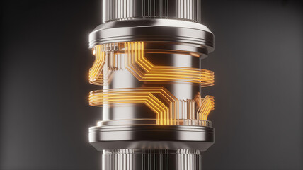 Futuristic technology core with glowing circuits, perfect for cutting-edge innovation concepts and advanced engineering projects with a modern tech aesthetic