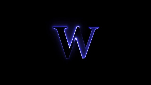 Animated glowing blue neon letter W