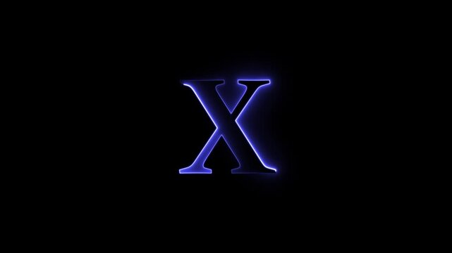 Animated glowing blue neon letter X