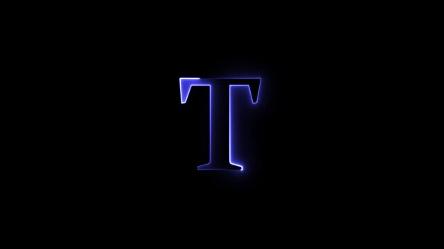 Animated glowing blue neon letter T
