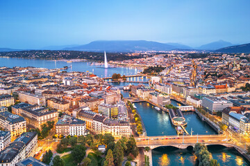 Obraz premium Geneva, Switzerland Skyline Towards Lake Geneva 1854