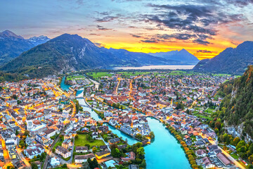 Interlaken, Switzerland Overlooking the Aare River 1842