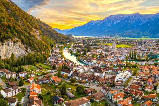 Interlaken, Switzerland overlooking the Aare River 1838
