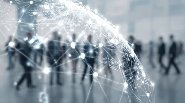 Global business network connecting diverse professionals for seamless collaboration in modern world, perfect for international business concepts