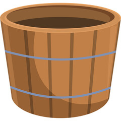 Wooden Barrel With Blue Bands Isolated On White Background Graphic Illustration Design