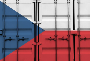 Shipping container with Czech Republic national flag overlay