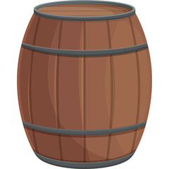 Wooden Barrel With Metal Bands Isolated On Transparent Background Pixel Art Style Beverage Storage Container