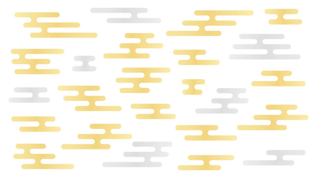 日本の伝統的な文様のエ霞/えがすみのセット - おしゃれでかわいい和風の華やかな金色と銀色の装飾