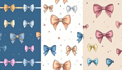 Elegant Bows Seamless Patterns Collection for Design Projects.