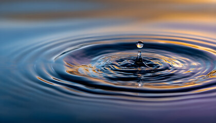 Water Droplet Creating Ripples in Calm Surface at Daytime