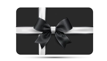 Elegant Black Gift Card with White Ribbon and Bow for Special Occasions.