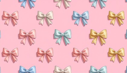 Elegant Bows Pattern on Pink Background - Decorative Design.