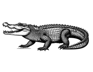 Fototapeta premium Hand-drawn crocodile isolated on white