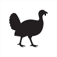 Silhouette turkey fowl black shape vector illustration
