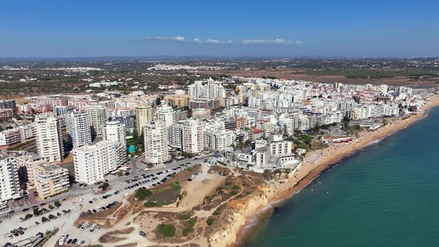 Aerial panorama from the city Armacao de Pera in the Algarve Portugal