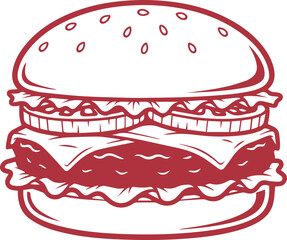 vector illustration food cake, cream, taco, coffee, burger, egg, pizza fries 