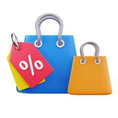 3D Shopping Bags Discount Sale Icon