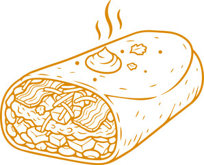 vector illustration food cake, cream, taco, coffee, burger, egg, pizza fries 