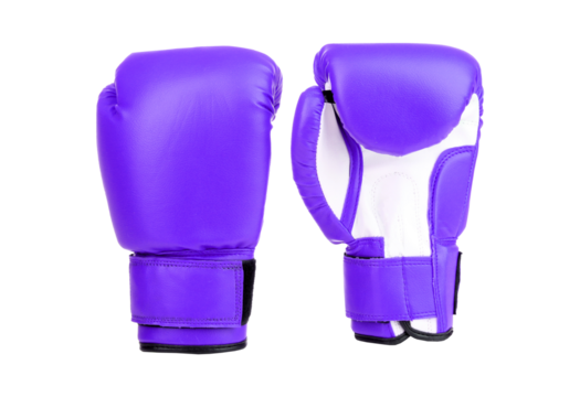 Pair of purple boxing gloves isolated on transparent background