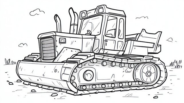 Cartoon Tractor Coloring Page
