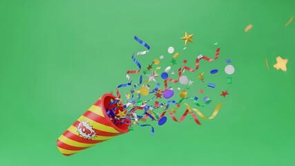 Let the celebration begin with colorful confetti streamers popping out, perfect for party invites and festive designs for all occasions